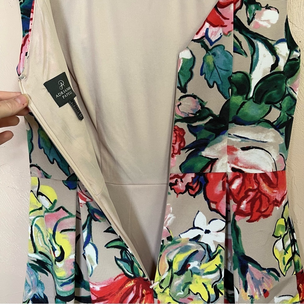 Adrianna Papell Multicolor Floral Boatneck Midi Dress - Picture 9 of 16